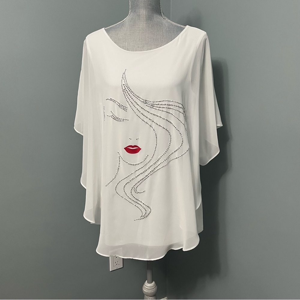 JOSEPH RIBKOFF Gem detailed flowy blouse shirt women’s size 14